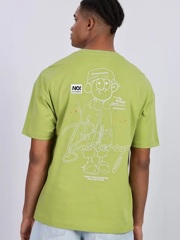 REX STRAUT bright green oversized round neck t-shirt