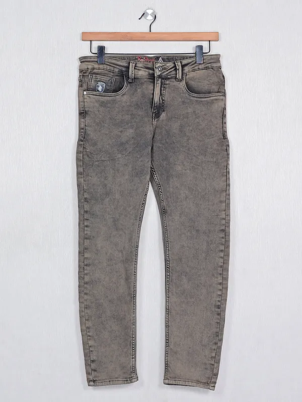 Rex Straut brown denim slim fit jeans for men
