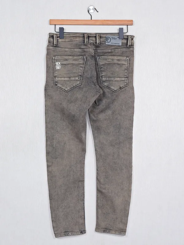 Rex Straut brown denim slim fit jeans for men