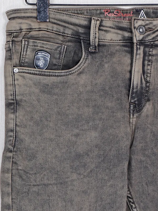 Rex Straut brown denim slim fit jeans for men