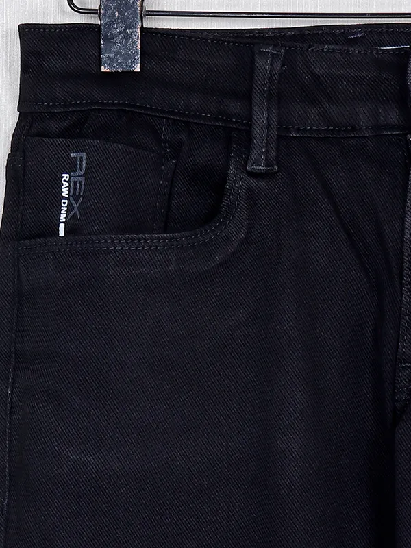 Rex Straut denim solid black jeans for men