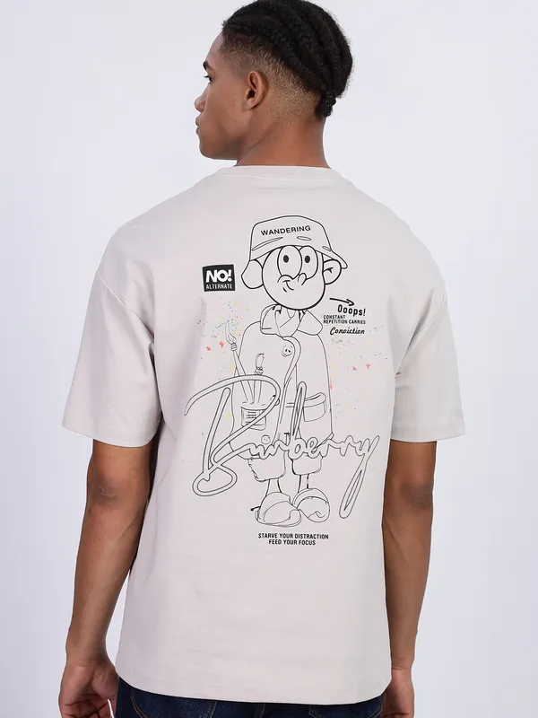 REX STRAUT grey oversized round neck t-shirt