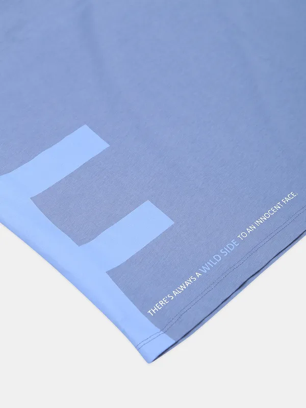 Rex Straut light blue cotton printed t shirt