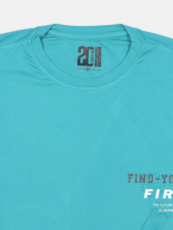 Rex Straut plain cotton sea green men t shirt