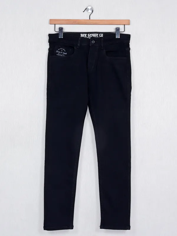 Rex Straut solid black denim slim fit jeans