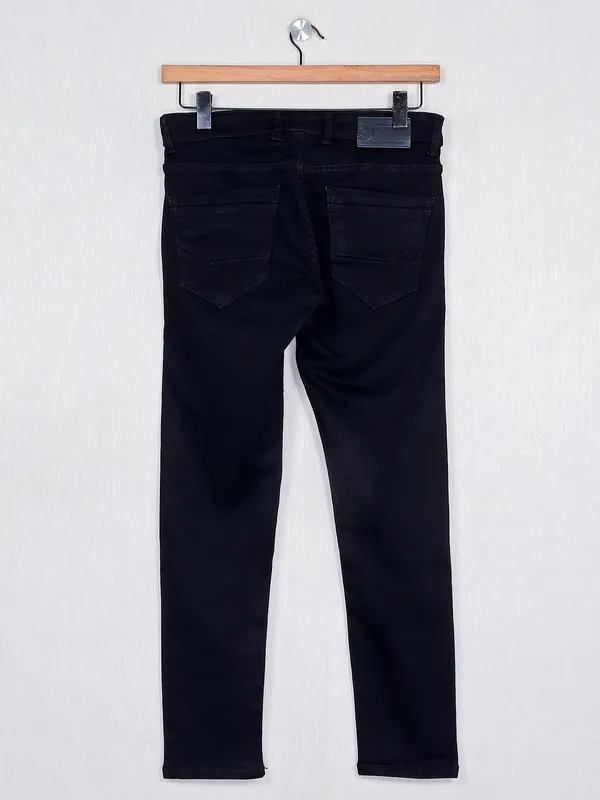 Rex Straut solid black denim slim fit jeans