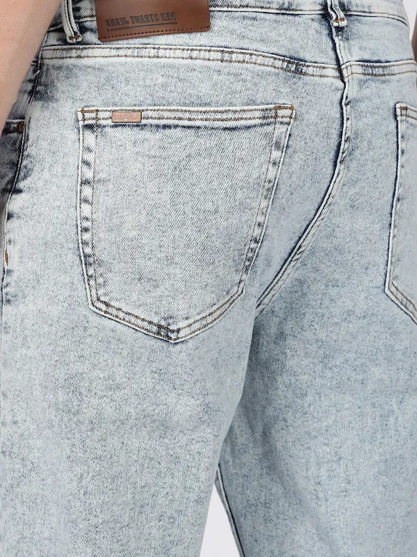 REX STRAUT solid bluish grey denim jeans for mens