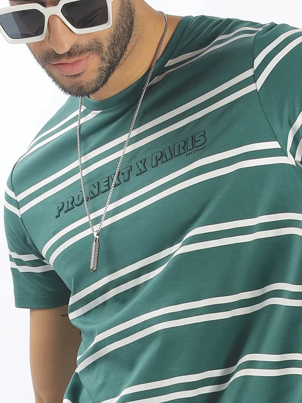 REX STRAUT teal green slim fit t-shirt
