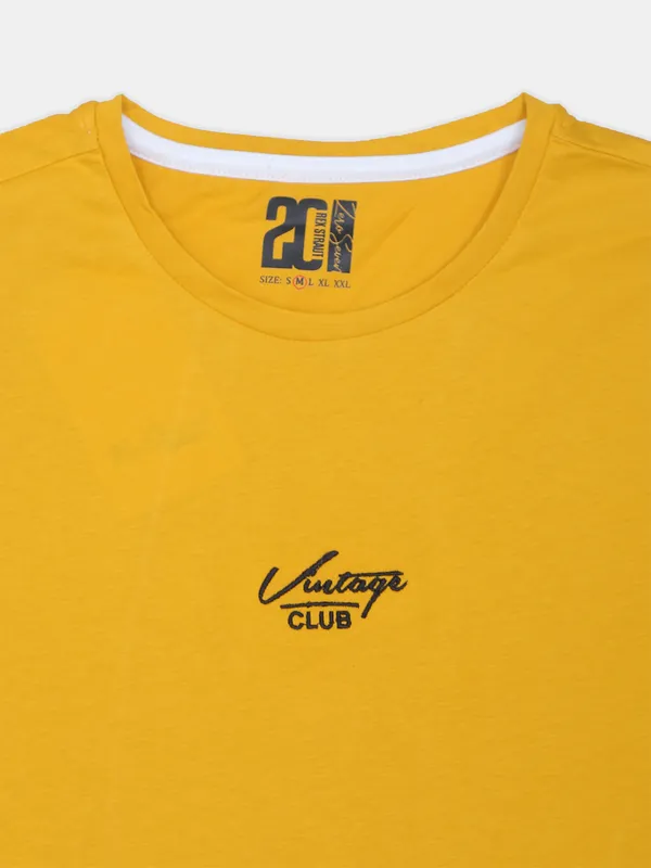 Rex Straut yellow cotton printed t shirt
