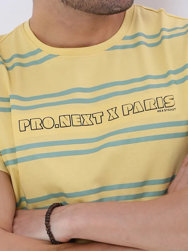 REX STRAUT yellow slim fit t-shirt