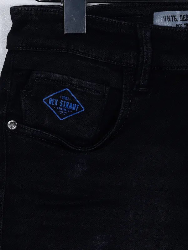 Rexstraut slim fit casual black denim