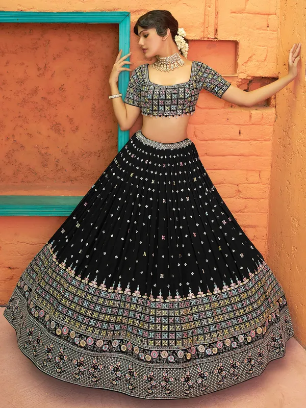Rich black georgette wedding lehenga choli