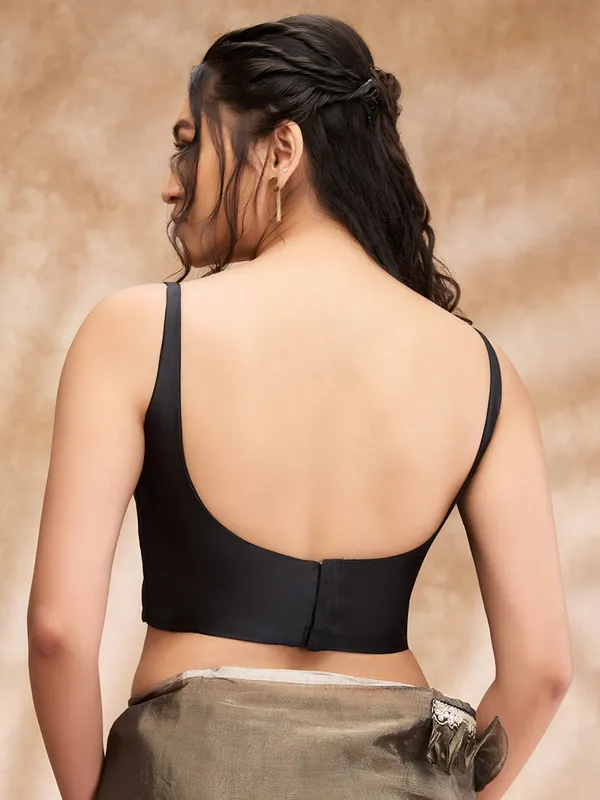 Rich black silk plain blouse