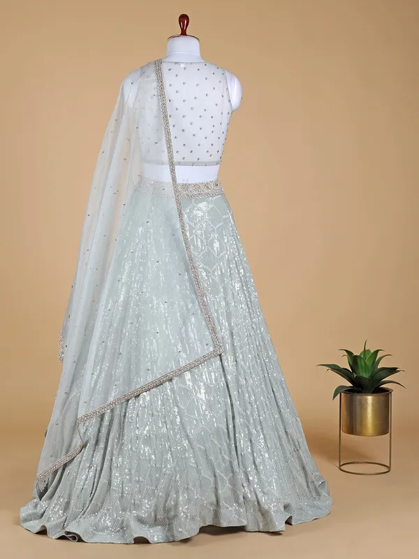 Rich light grey georgette lehenga choli