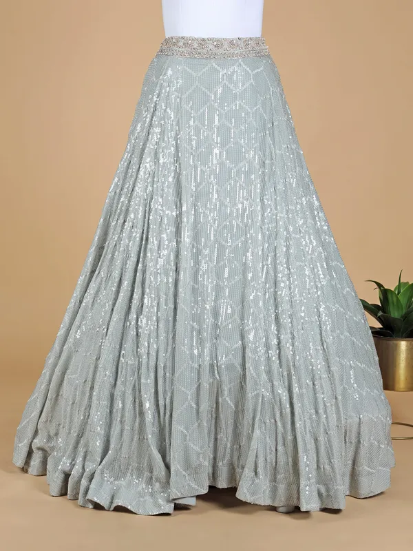 Rich light grey georgette lehenga choli