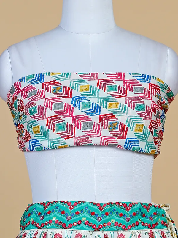 Rich multi color silk lehenga choli in printed
