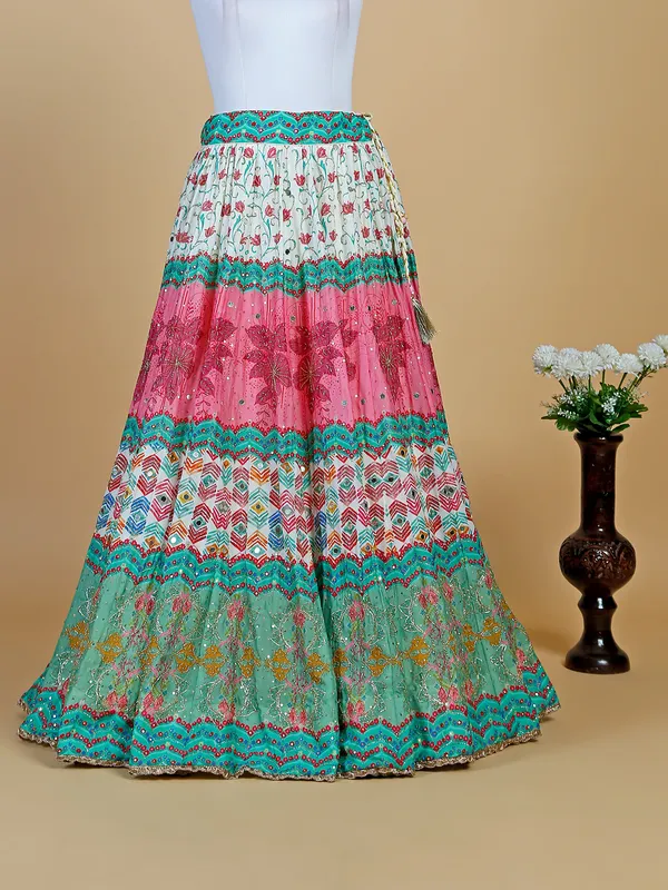Rich multi color silk lehenga choli in printed