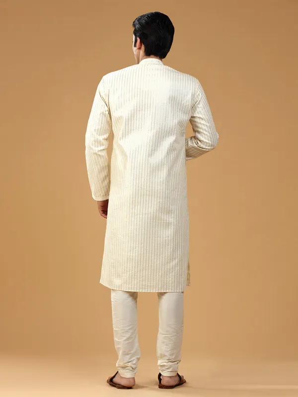 Rich off white georgette  Men Kurta pajama