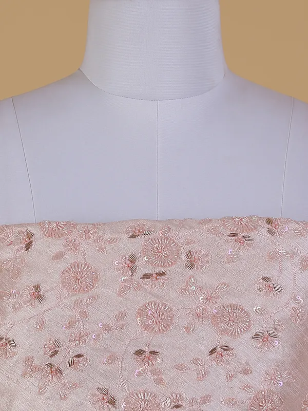 Rich raw silk light pink unstitched lehenga choli