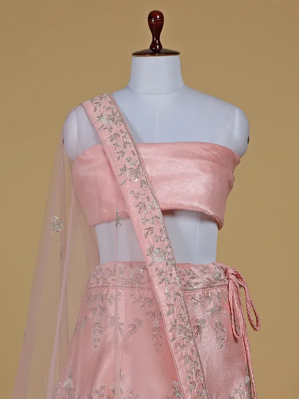 Rich raw silk peach lehenga choli