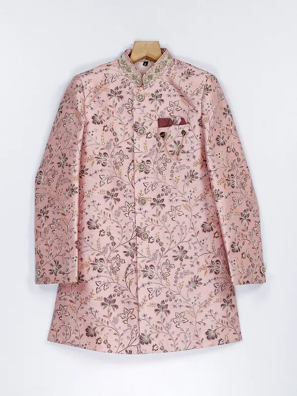 Rich silk peach indowestern