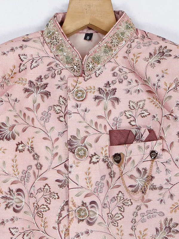 Rich silk peach indowestern