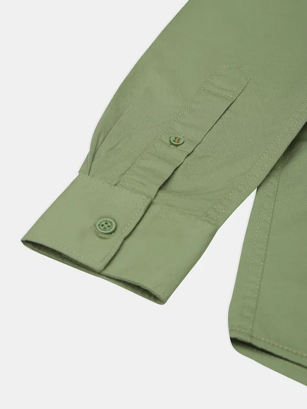 Relay printed olive elegant cotton shirt