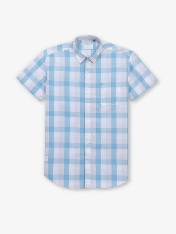 RIVER BLUE aqua cotton shirt with checks