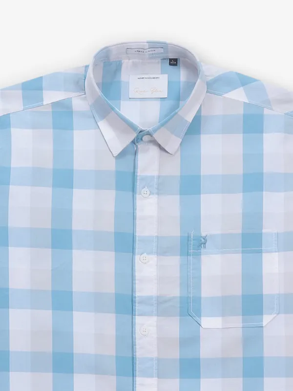 RIVER BLUE aqua cotton shirt with checks