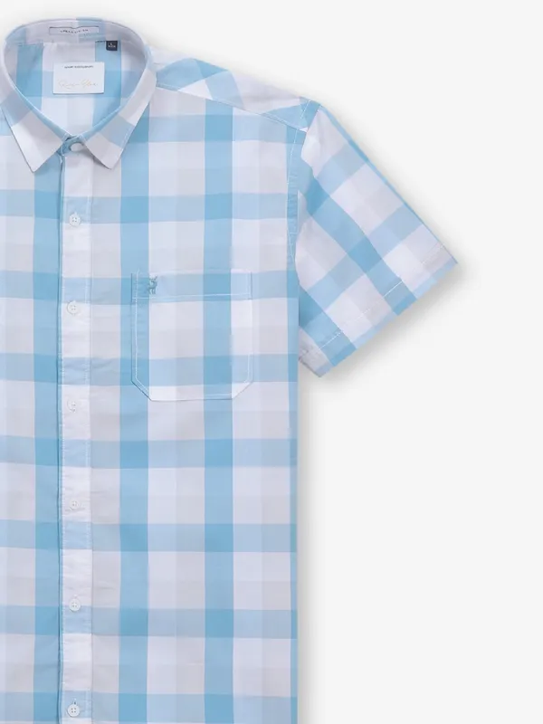 RIVER BLUE aqua cotton shirt with checks