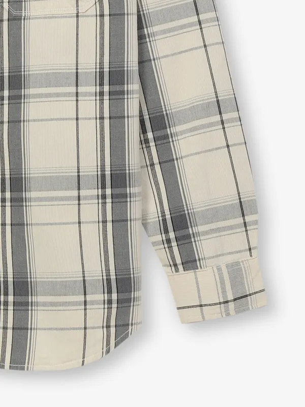 RIVER BLUE beige casual wear flannel shirt