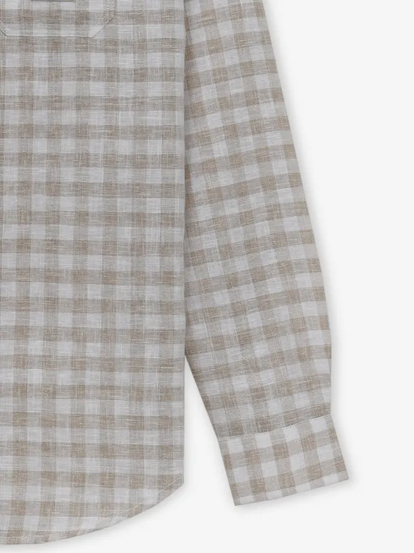 RIVER BLUE beige checks cotton shirt