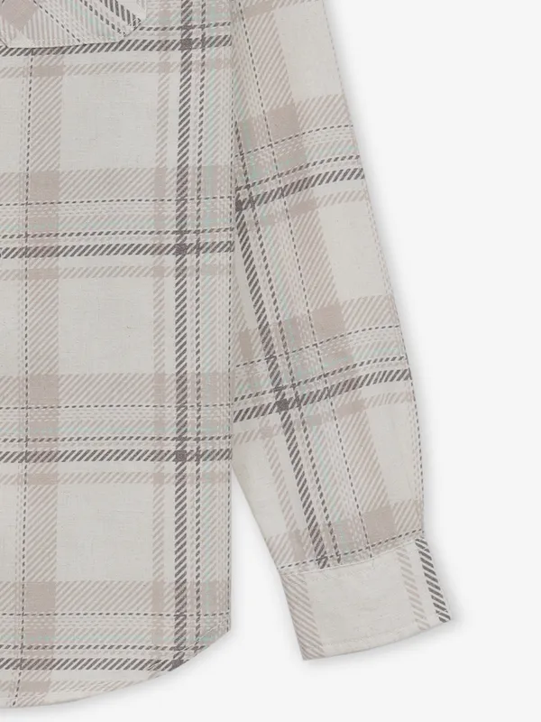 RIVER BLUE beige checks cotton shirt for mens