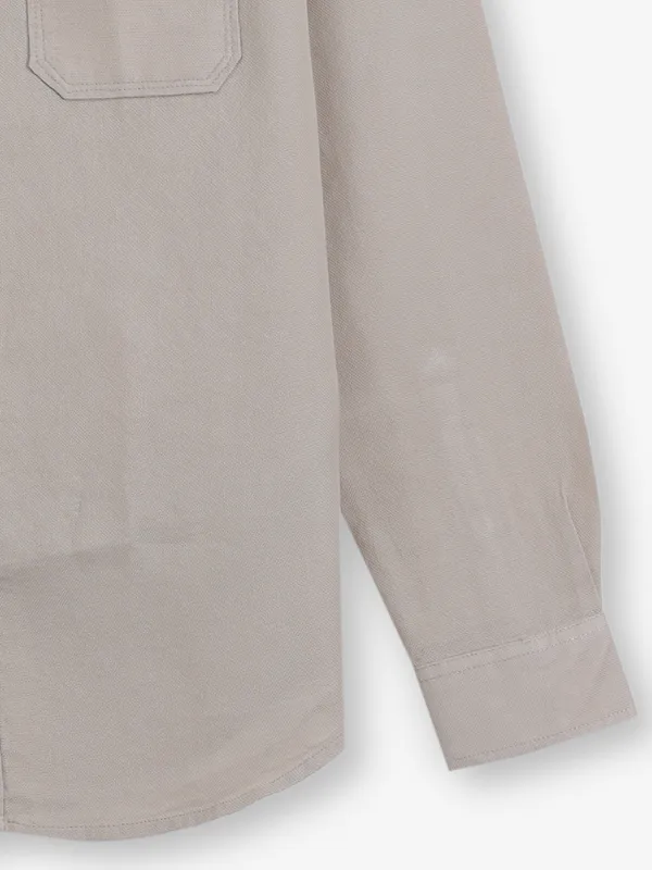 RIVER BLUE beige palin cotton shirt for men