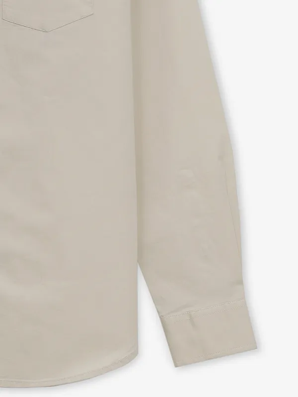 RIVER BLUE beige plain cotton shirt
