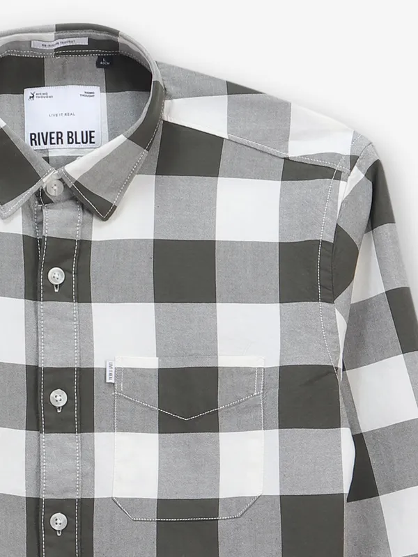 RIVER BLUE black and white checks shirt