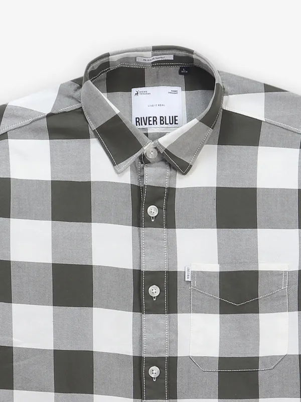 RIVER BLUE black and white checks shirt