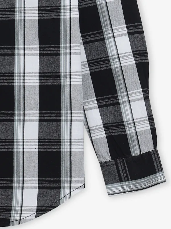 RIVER BLUE black checks cotton shirt for casual wear