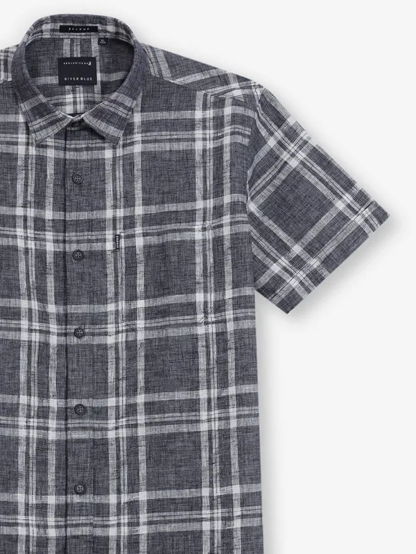 RIVER BLUE black checks cotton shirt for men