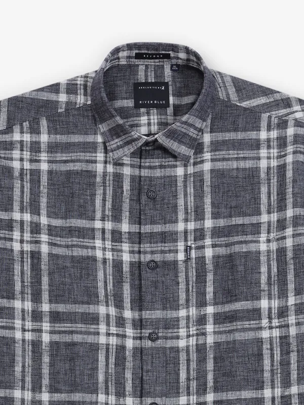 RIVER BLUE black checks cotton shirt for men
