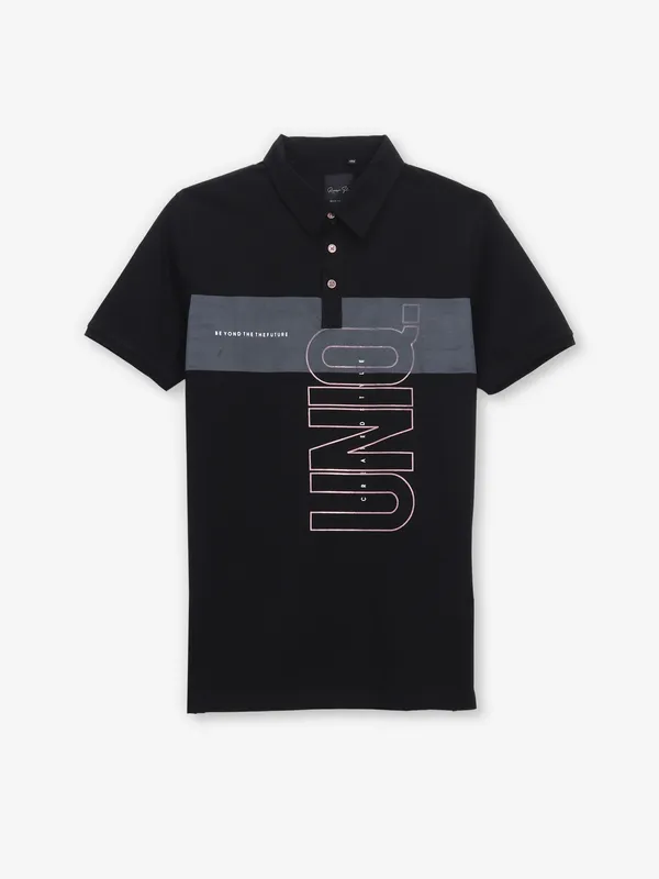 RIVER BLUE black color block cotton t-shirt