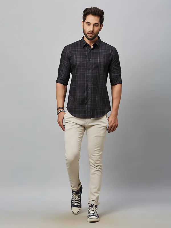 River Blue black cotton checks shirt