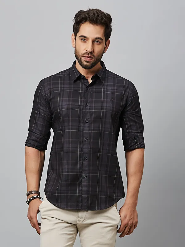 River Blue black cotton checks shirt