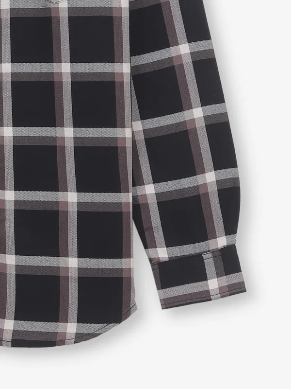 RIVER BLUE black cotton shirt with checks