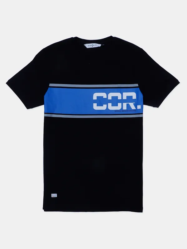 River Blue black cotton slim fit t shirt
