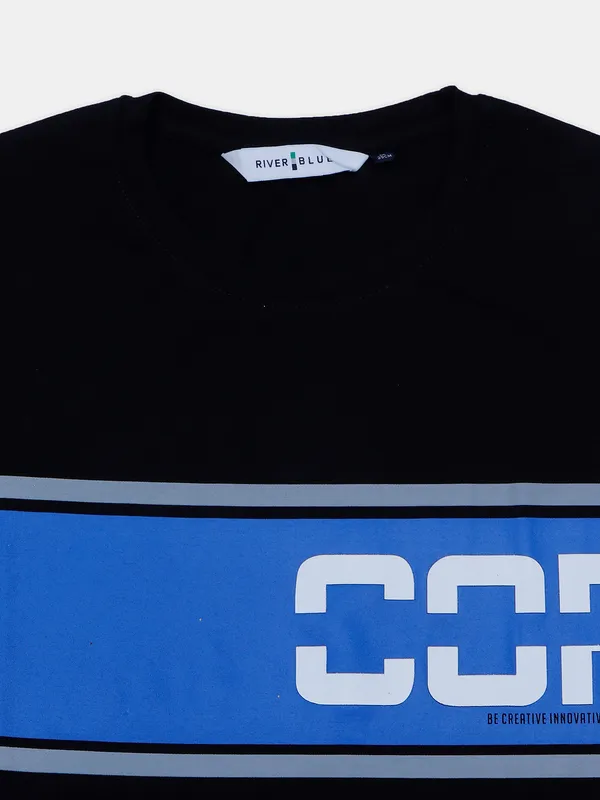 River Blue black cotton slim fit t shirt