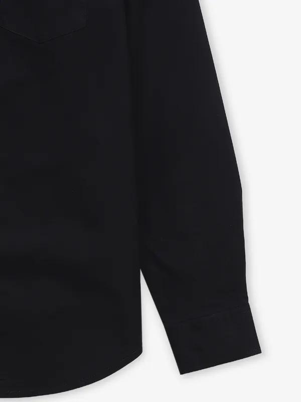 RIVER BLUE black plain cotton shirt for men