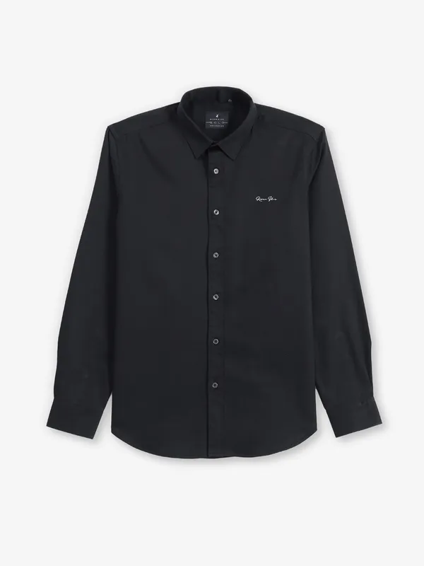 RIVER BLUE black plain shirt for men
