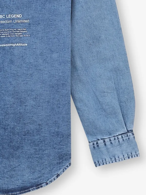 RIVER BLUE blue denim casal shirt