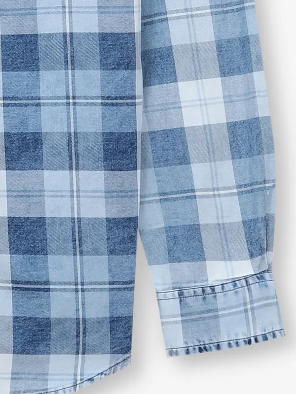 RIVER BLUE blue denim checks shirt